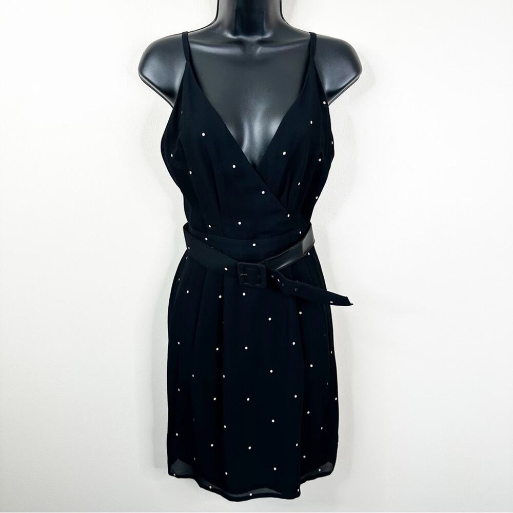 Vintage 90's Giorgio Armani Le Collezioni Dress Womens 6 Black Belted Polka Dots